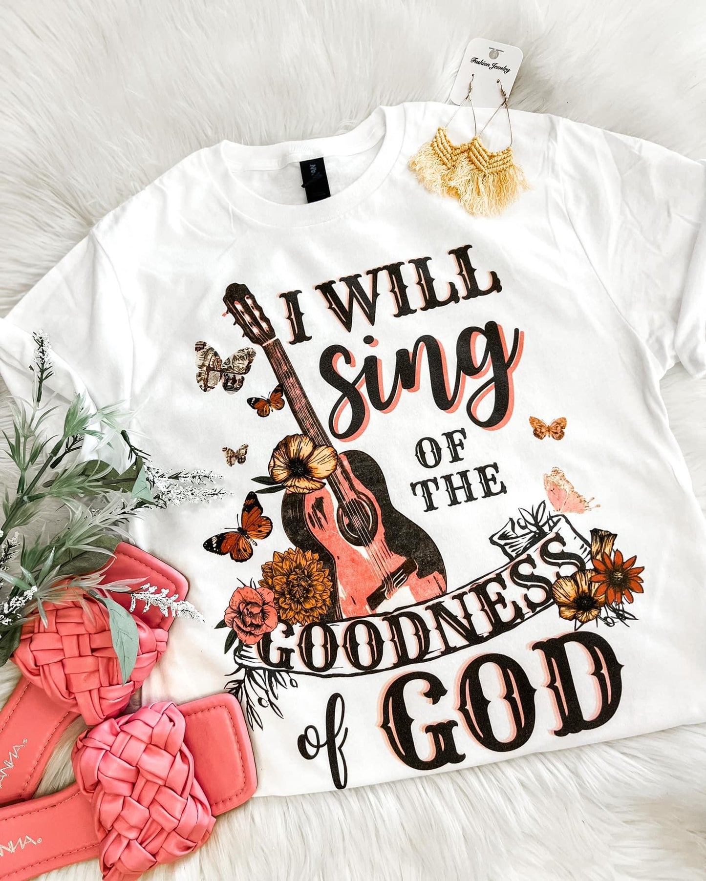 I will sing the goodness of God tee - white